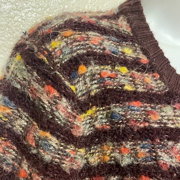 Multi-Color Fuzzy Cardigan long sleeve sweater wool tie front knit friends style - Picture 11 of 11